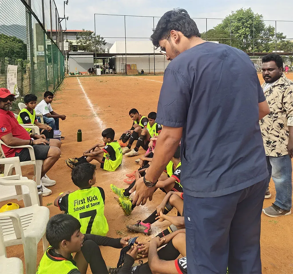 Experienced physiotherapy faculty guiding students during practical learning
